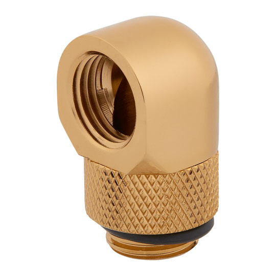 Corsair Hydro X XF Gold Brass G1/4" 90° Rotary Adapter Fitting - Twin Pack