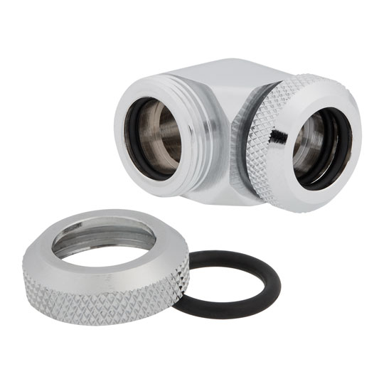 Corsair Hydro X XF Chrome Brass 12mm Hardline 90° Compression Fittings - Twin Pack