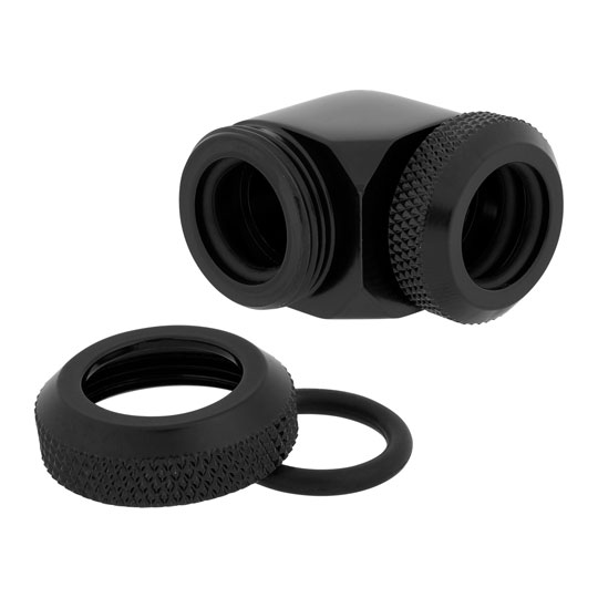 Corsair Hydro X XF Black Brass 12mm Hardline 90° Compression Fittings - Twin Pack