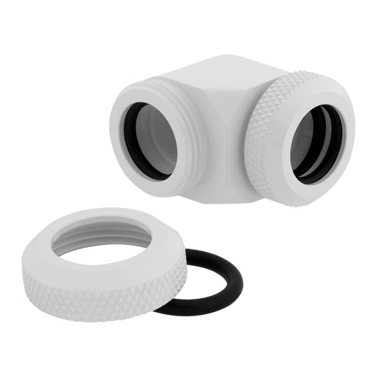 Corsair Hydro X XF White Brass 12mm Hardline 90° Compression Fittings - Twin Pack