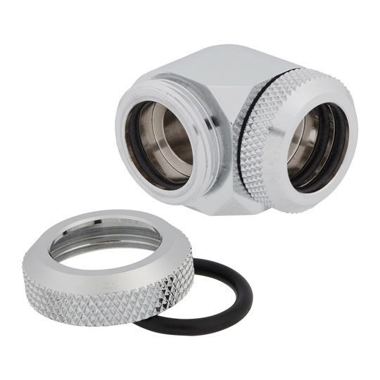 Corsair Hydro X XF Chrome Brass 14mm Hardline 90° Compression Fittings - Twin Pack