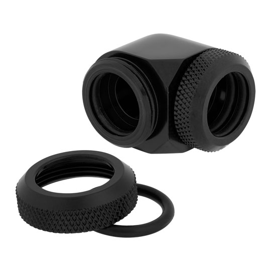 Corsair Hydro X XF Black Brass 14mm Hardline 90° Compression Fittings - Twin Pack
