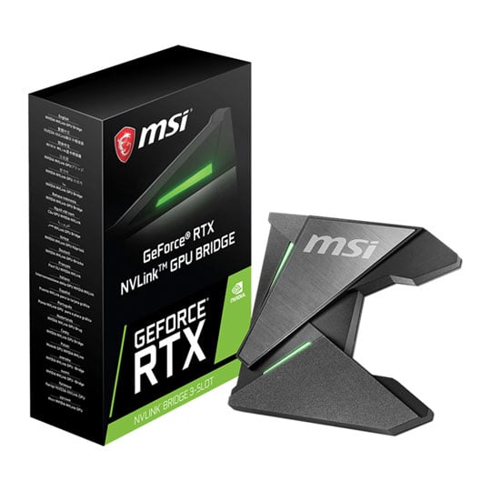 MSI RGB 2 Way RTX NVLink SLI Bridge 60mm 3 Slot Config LN93436 GeForce RTX NVLink GPU BRIDGE 3 SLOT SCAN UK