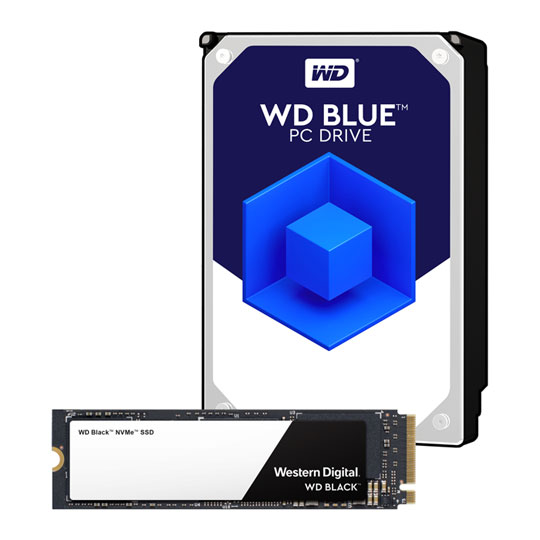 WD Black 1TB M.2 PCIe NVMe SSD WD Blue 2TB 3.5 SATA HDD Bundle