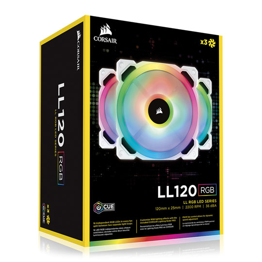 Corsair White LL120 RGB 120mm Dual Light Loop 3 Fan + Lighting Node PRO Pack : image 4