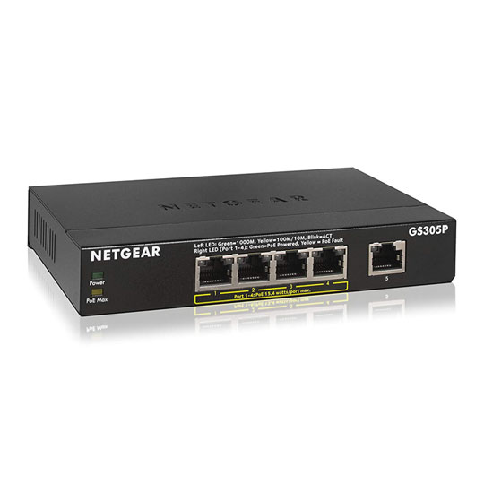 NETGEAR 5 Port Gigabit Switch with 4 x PoE Ports