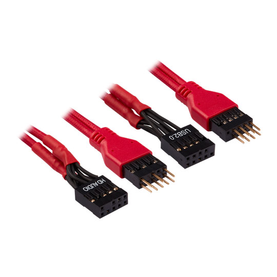 Corsair 30cm Red Premium Braided Sleeved Front Panel Extension Kit