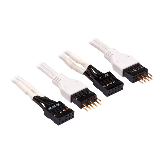 Corsair 30cm White Premium Braided Sleeved Front Panel Extension Kit