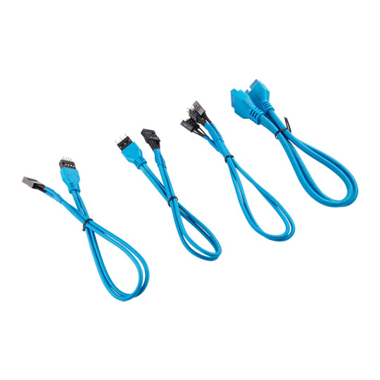 Corsair 30cm Blue Premium Braided Sleeved Front Panel Extension Kit