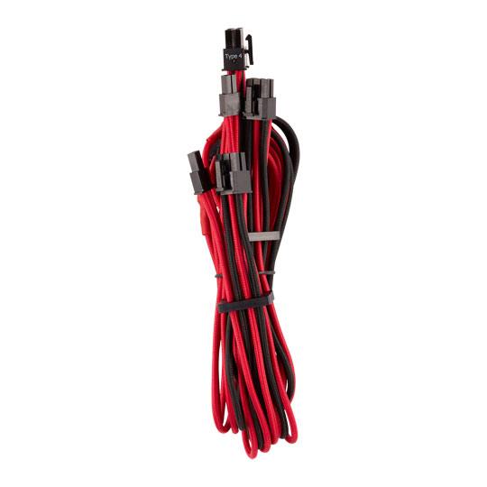 Corsair Type 4 Gen 4 PSU Red/Black Sleeved Dual 8pin PCIe Power Cables