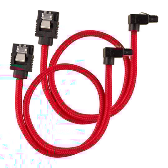 Corsair 30cm Red Premium Braided Sleeved 90° SATA Data Cable