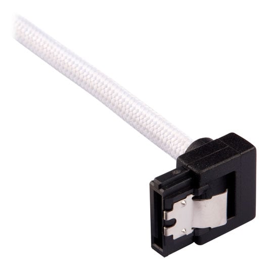CORSAIR 30cm White Premium Braided Sleeved 90° SATA Data Cable : image 3