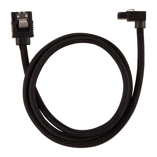 Corsair 60cm Black Premium Braided Sleeved 90° SATA Data Cable