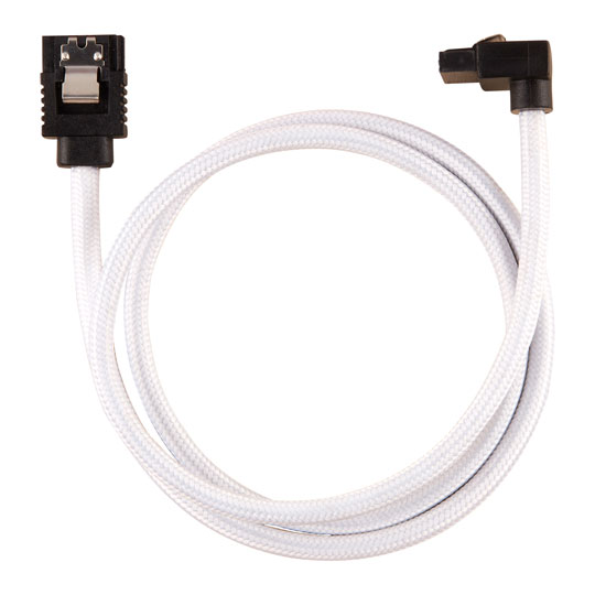 Corsair 60cm White Premium Braided Sleeved 90° SATA Data Cable