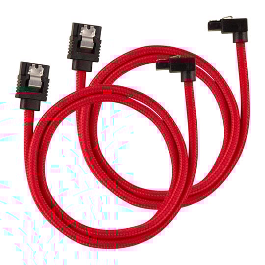 Corsair 60cm Red Premium Braided Sleeved 90° SATA Data Cable