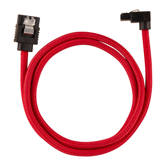 Corsair 60cm Red Premium Braided Sleeved 90° SATA Data Cable