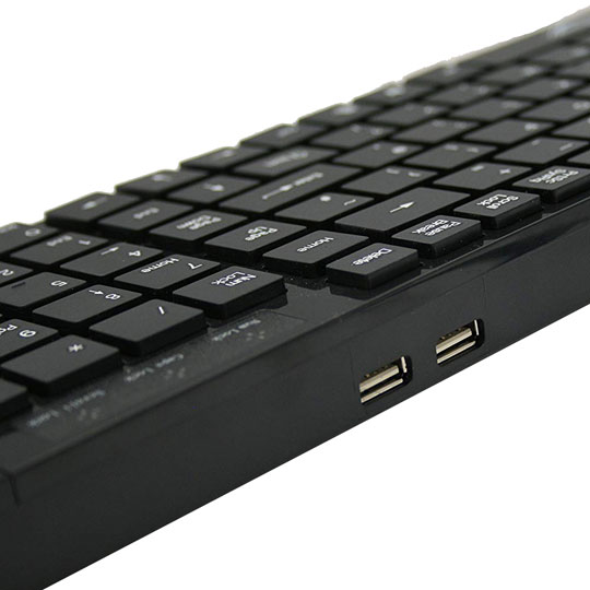 Xclio Slim Spill Resistant Quiet Multimedia Keyboard with 2 Port USB Hub