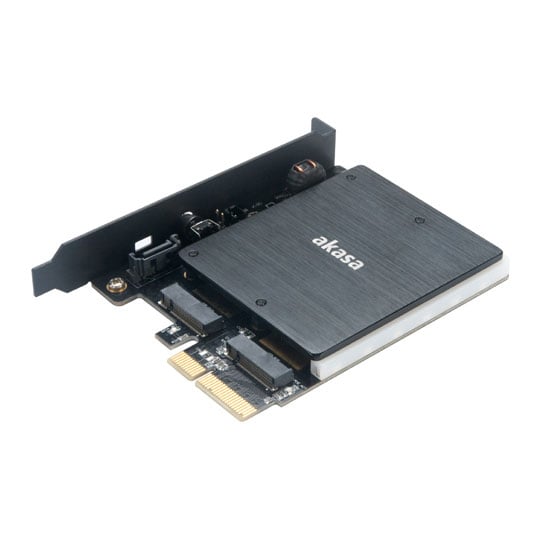 Akasa Dual Port M.2 PCIe/SATA SSD Adapter Card /w RGB and Heatsink