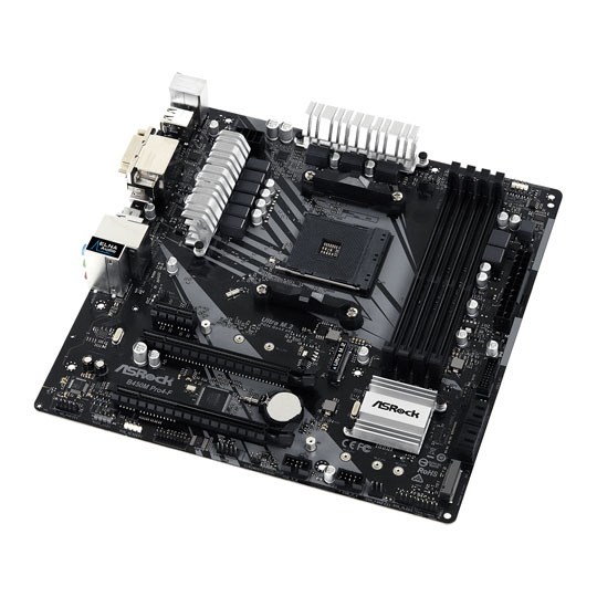 ASRock AMD B450M Pro4 F Ryzen AM4 Micro ATX Motherboard : image 2