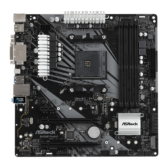 ASRock AMD B450M Pro4 F Ryzen AM4 Micro ATX Motherboard : image 3