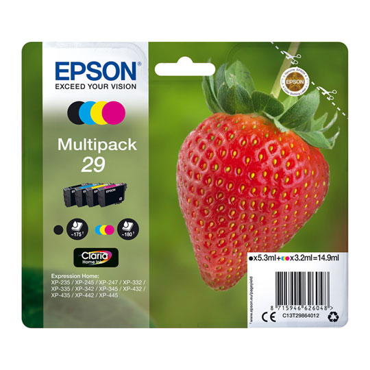 Epson Strawberry Multipack 4-Colours 29 Ink LN98437 - C13T29864012 | SCAN UK