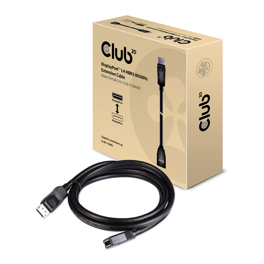 Club3D 200cm DP 1.4 (M) to DP (F) Extension Lead : image 3