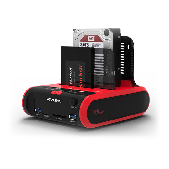 WAVLINK HDD/SSD Clone Docking Station w/ USB to MicroSD Transfer USB3.0