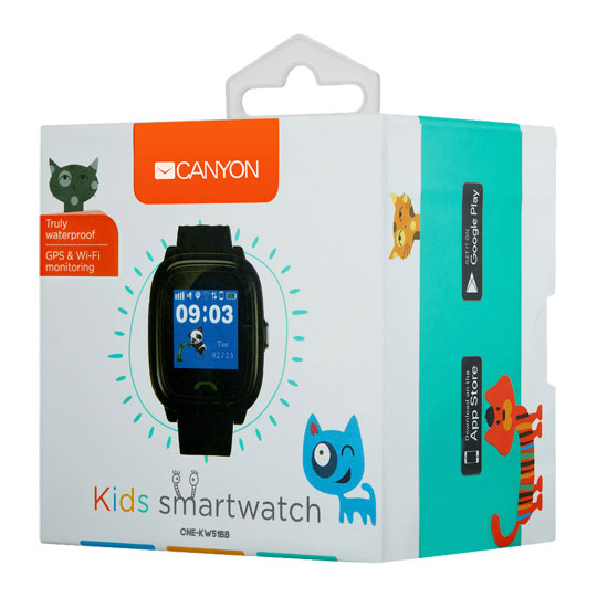 Canyon Kids Black Smartwatch Polly with Phone Calling Waterproof & Remote Tracking