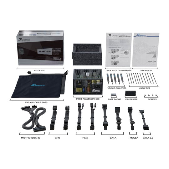 Seasonic PRIME Fanless PX 500 Watt Full Modular 80+ Platinum SILENT PSU/Power Supply : image 4