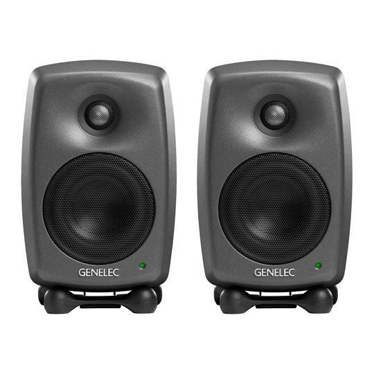 Genelec 8020D Monitor Speakers + Adam Hall Monitor Stands + Leads