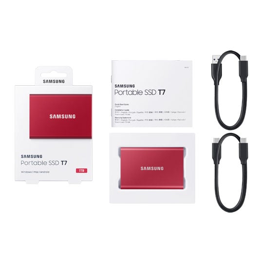 Samsung T7 Red 1TB Portable External SSD USB-C/A Gen2 : image 4