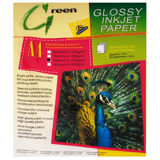 20 Pack One-Print A4 Colour InkJet Paper super Photo Quality 235g/m2 Gloss : image 1