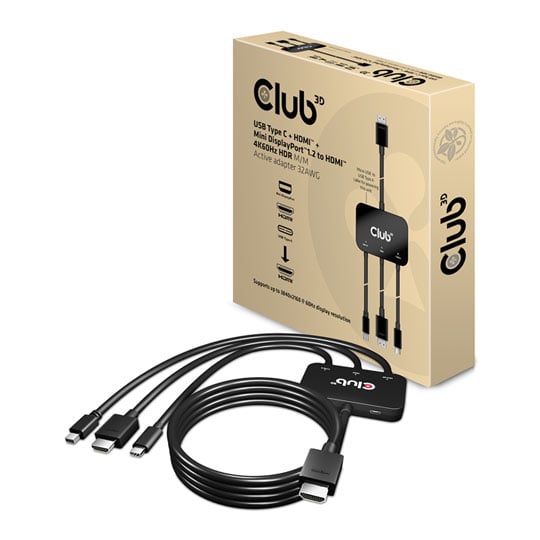Club3D MiniDisplayPort/HDMI/Type-C to HDMI Active Adapter