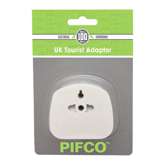 Pifco Pure White International to UK 3 Pin Plug Adapter