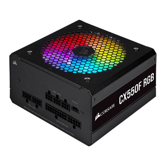 Corsair 550 Watt CX550F RGB Fully Modular Black PSU/Power Supply : image 1