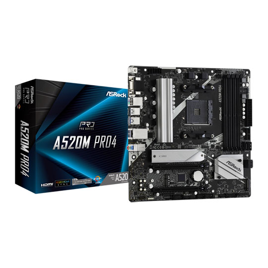 AsRock AMD A520M Pro4 MicroATX Motherboard LN110277 - 90-MXBDU0