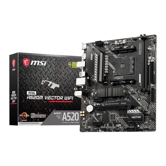 MSI MAG AMD Ryzen A520M VECTOR WiFi AM4 MicroATX Motherboard
