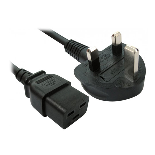 Xclio Square Connector Mains Lead UK Plug to C19 Mains Lead : image 1