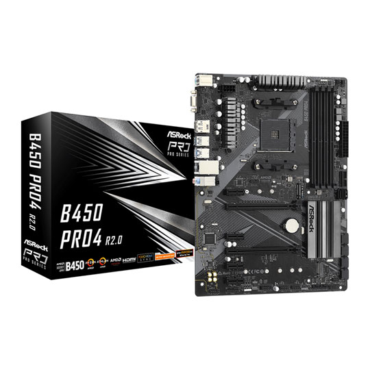 ASRock AMD B450 Pro4 2.0 Ryzen ATX Motherboard LN115114 - 90