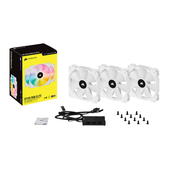 Corsair iCUE SP120 RGB ELITE White Triple 120mm PWM Fan Expansion Pack with Lighting Node CORE : image 4