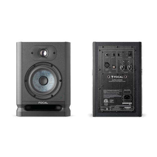 Focal - Alpha 50 Evo 5" Studio Monitors, IsoAcoustics ISO155 Speaker Stands & Leads