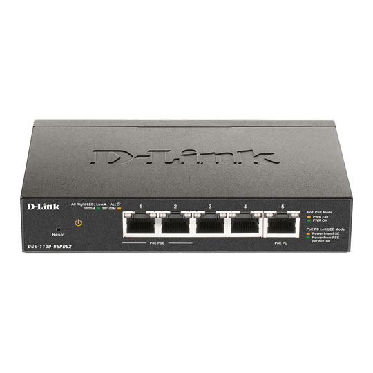 D-Link DGS-1100-05PDV2 5 Port Gigabit PoE Smart Managed Switch