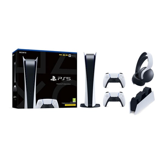 Sony PS5 Digital Console with 2x Controllers, Changing Station and PULSE Headset : image 1