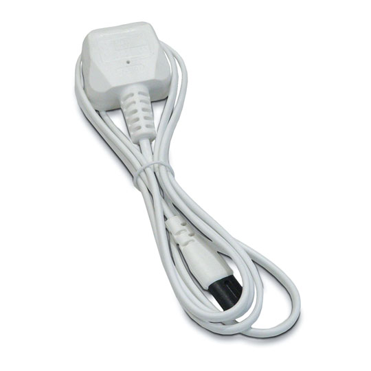 PRO ELEC 2m UK Mains to Figure 8 C7 White Power Lead : image 3