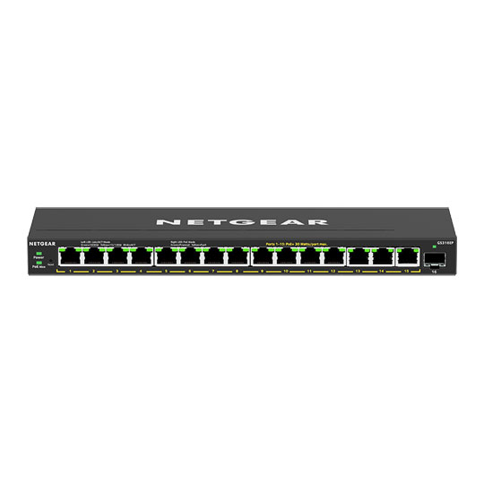 NETGEAR 15-Port PoE+ Gigabit Ethernet Plus Desktop Switch with 1 SFP Port