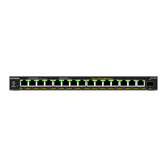 NETGEAR 15-Port PoE+ Gigabit Ethernet Plus Desktop Switch with 1 SFP Port