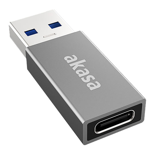 Akasa USB Type-A Male to USB Type-C Female Adapter Black/Space Grey
