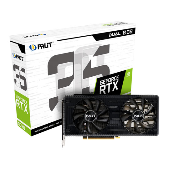 Palit NVIDIA GeForce RTX 3050 8GB Dual Ampere Graphics Card 