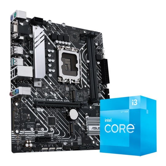 ASUS PRIME H610M-A D4 + Intel Core i3 12100 CPU Bundle LN124511