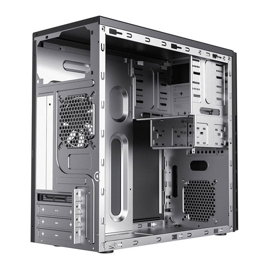 CiT Course, Black, micro ATX Chassis w/ Brushed Aluminium Front Panel, 80mm Rear Fan, MicroATX/Mini : image 3